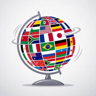 Globe with world flags spinning