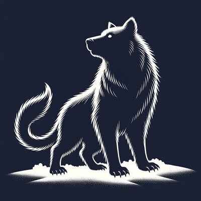 Howling Wolf Illustration on Snow