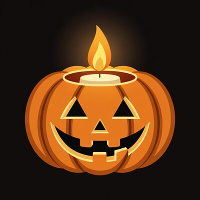 Lit Jack-o-Lantern Pumpkin Illustration
