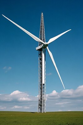 Wind turbine in green field