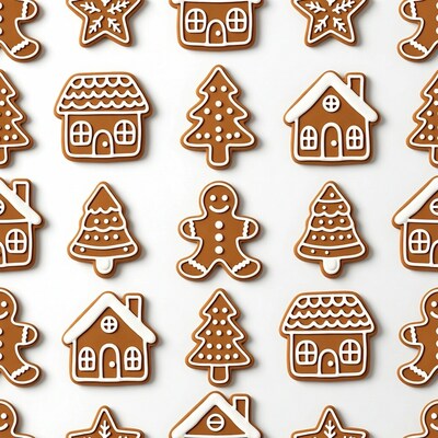 Gingerbread Christmas Cookies on White