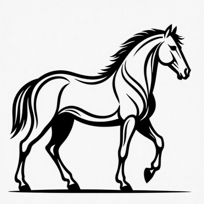 Black silhouette horse walking