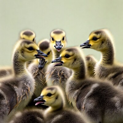 Cluster of Cute Goslings