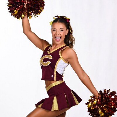 Cheerleader woman with pom poms
