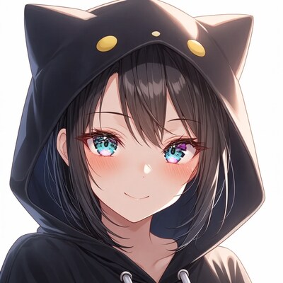 Anime girl in cat ear hoodie