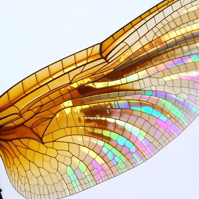 Iridescent Dragonfly Wing Closeup