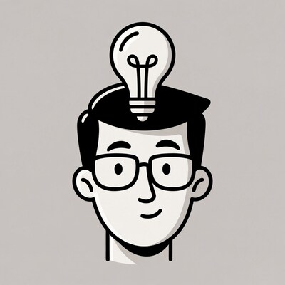 Man with lightbulb idea illustration