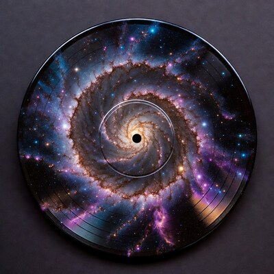 Vinyl Record with Galaxy Design