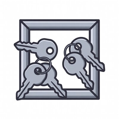 Silver keys in picture frame