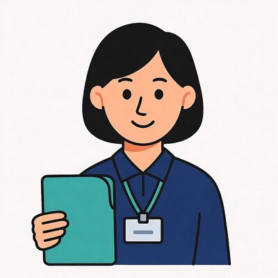 Asian woman holding green folder