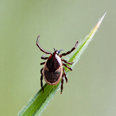 Tick on green grass blade