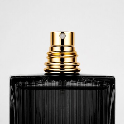 Black Perfume Bottle with Gold Sprayer