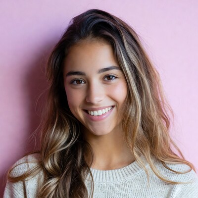 Smiling woman with balayage hair