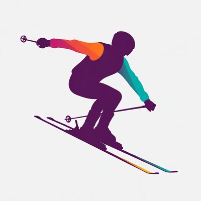 Colorful skier silhouette illustration