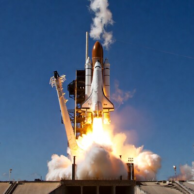 Space Shuttle Launching from Pad