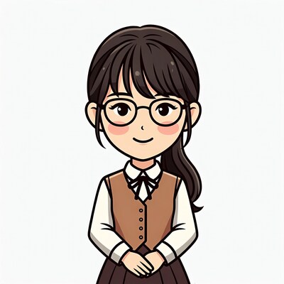 Anime girl in vest and skirt