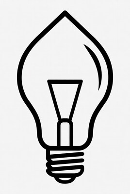 Black outline light bulb illustration