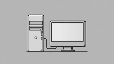 Desktop Computer and Monitor Illustration