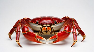 Red Crab on White Background