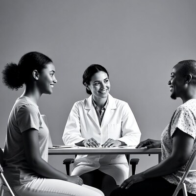 Doctor consulting young woman and man