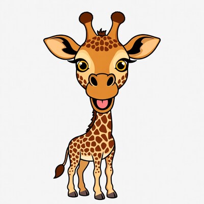 Cartoon giraffe smiling on white background