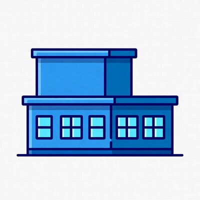 Blue Two-Story House Illustration
