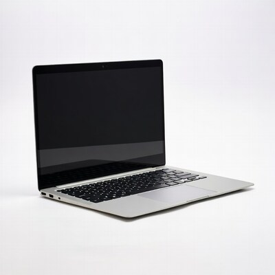 Silver MacBook Pro laptop isolated
