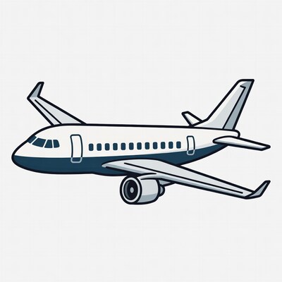 Cartoon Airplane on White Background