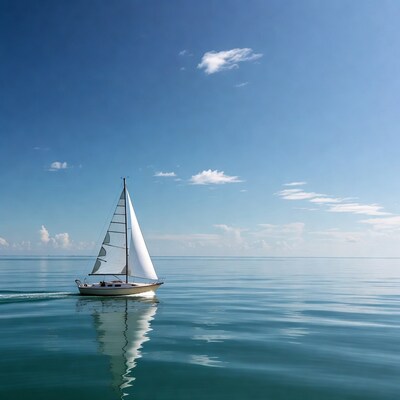 Sailboat sailing on calm sea