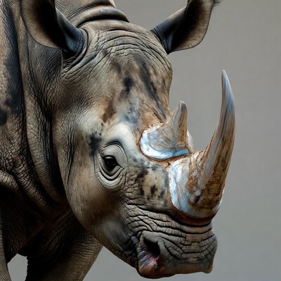 Close-up black rhinoceros head