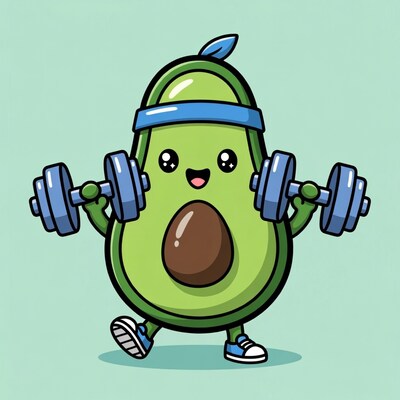 Cute Avocado Lifting Dumbbells