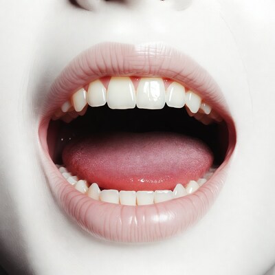 Woman with open mouth and teeth