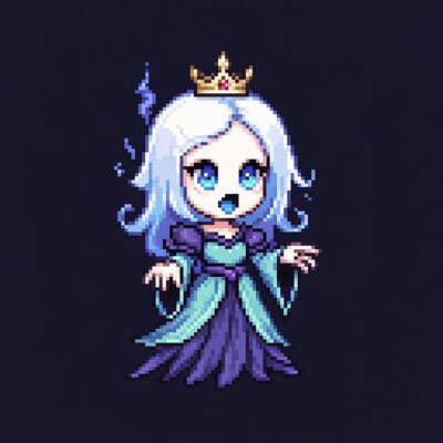 Pixel art ice queen with crown