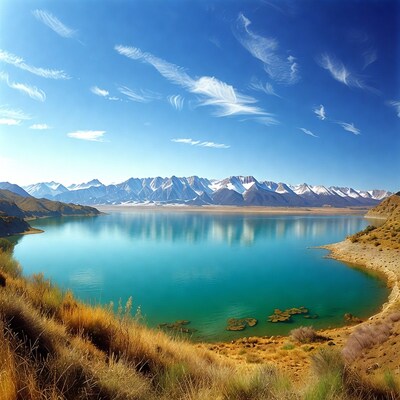 Turquoise Lake Snowy Mountains