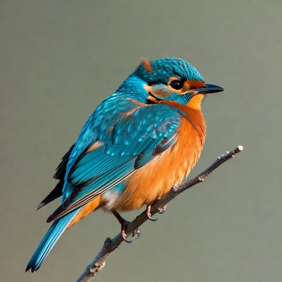 Common Kingfisher perched on branch