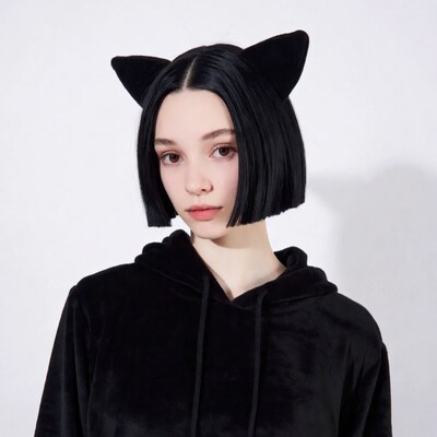 Asian woman with cat ears
