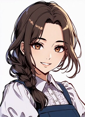 Anime girl with braid smiling