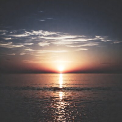 Sunset over calm ocean
