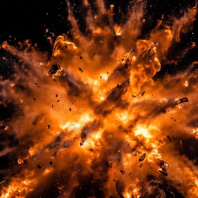Massive fiery explosion burst