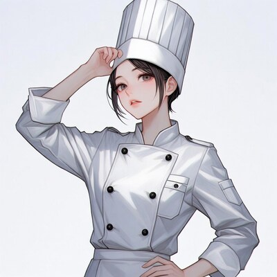 Anime girl chef saluting