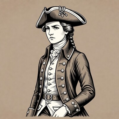 Woman in tricorn hat uniform