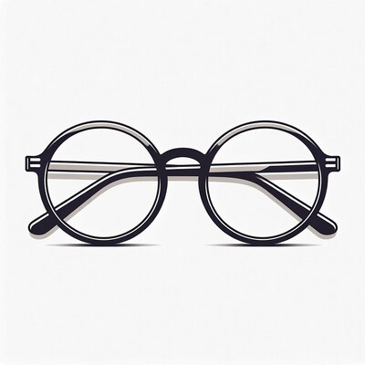 Round black eyeglasses illustration