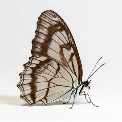 White butterfly with brown stripes