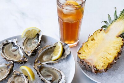 Oysters with Lemon Ice Pineapple Iced Tea