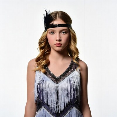 Girl in flapper dress with headband