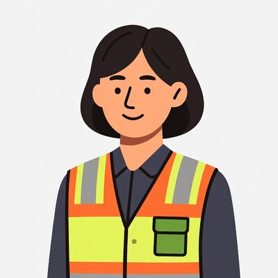 Smiling Asian woman in safety vest