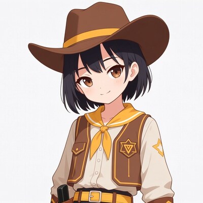 Anime girl in cowboy outfit