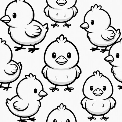 Cute baby chick illustration pattern