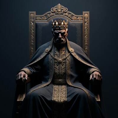 Evil king sitting on throne