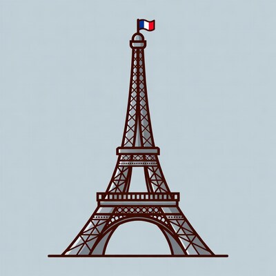 Eiffel Tower with French Flag